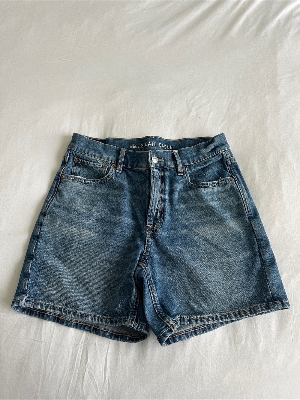American Eagle Outfitters Relaxed Vintage-Style Blue Denim Shorts